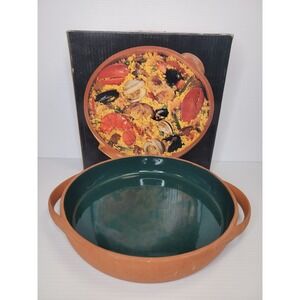 Boston Warehouse 12" Paella Dish Terra Cotta Model #09-134 Vintage w Box EUC